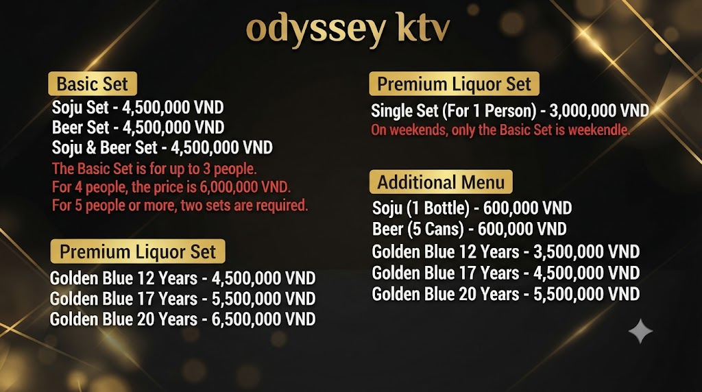 Karaoke Menu in Ho Chi Minh City